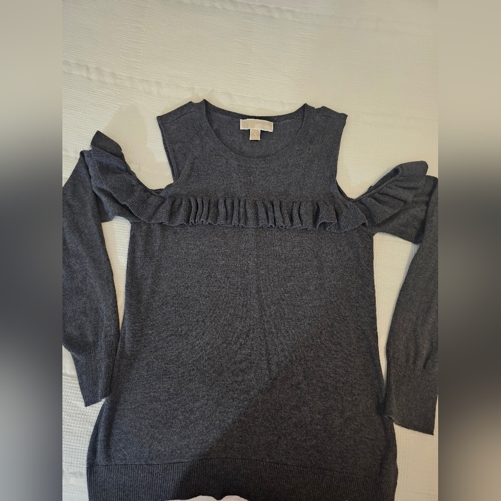 Michael Kors Charcoal Ruffle Tank Top - Picture 6 of 9